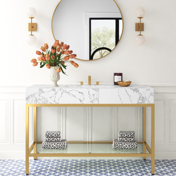 Etta Avenue™ Kingsley 50" Stainless Steel Bathroom Vanity & Reviews | Wayfair